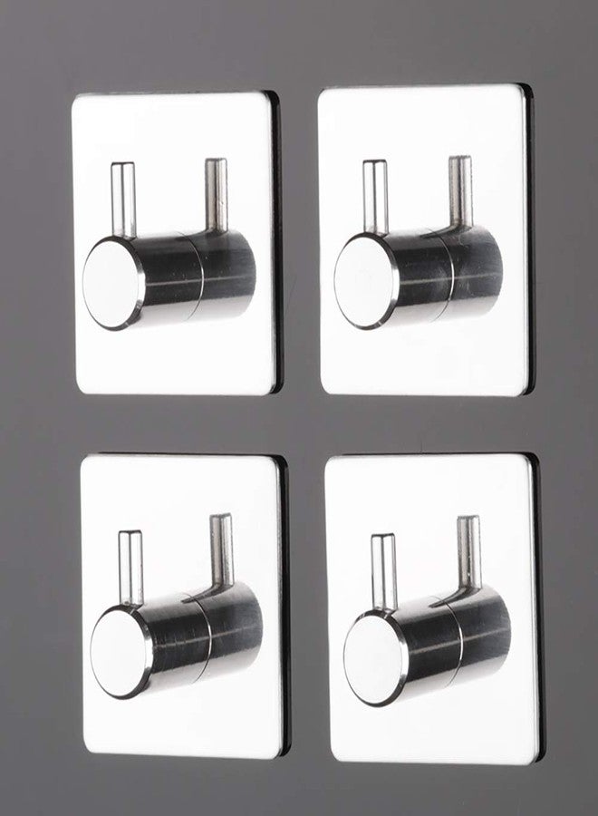 Celbon 4PC Bath Towel Hook Self Adhesive Black Stainless Steel Robe Hooks Heavy Duty Door Hooks Hanger for Bathrooms,Kitchen,Lavatory Closet (4PC, Chrome Square) - Image 4