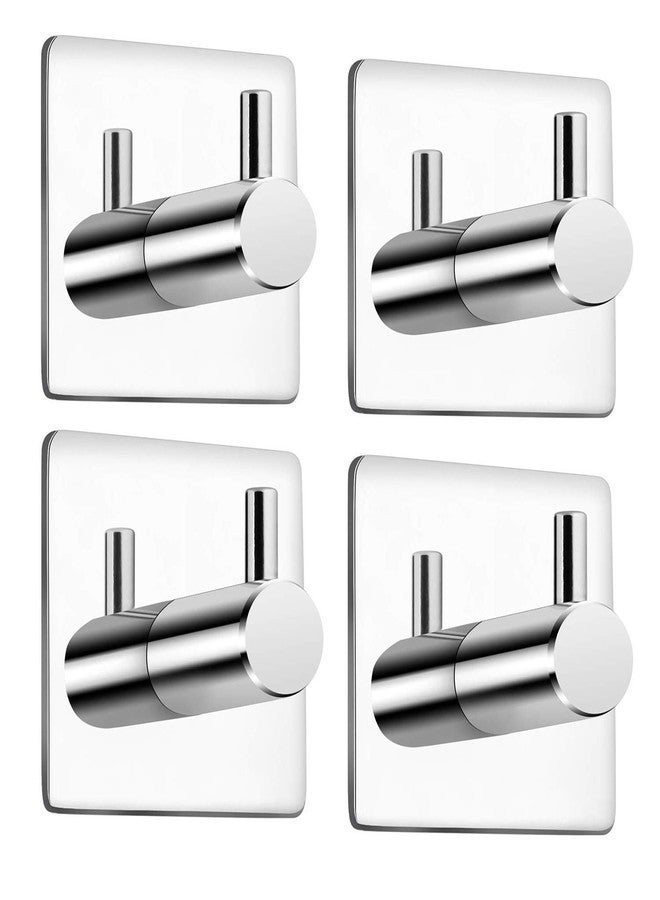 Celbon 4PC Bath Towel Hook Self Adhesive Black Stainless Steel Robe Hooks Heavy Duty Door Hooks Hanger for Bathrooms,Kitchen,Lavatory Closet (4PC, Chrome Square) - Image 1