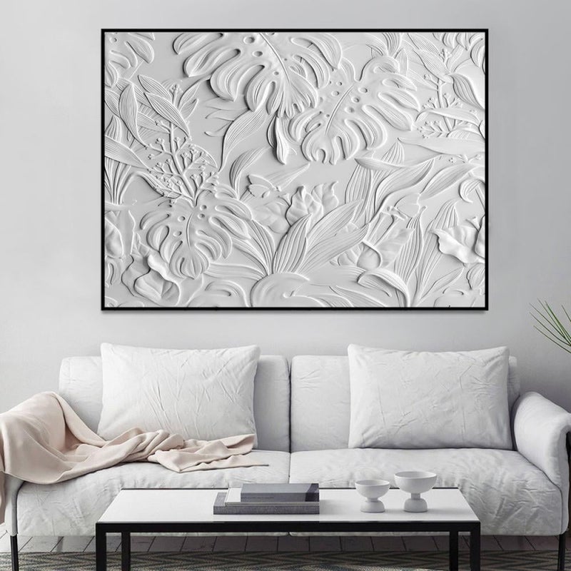 ماركتنا لوحة جداربة قماشية مطبوعة بتصميم اللوحة الجبسية مع برواز مجوف مقاس (90×60) قطعة واحدة - Image 3