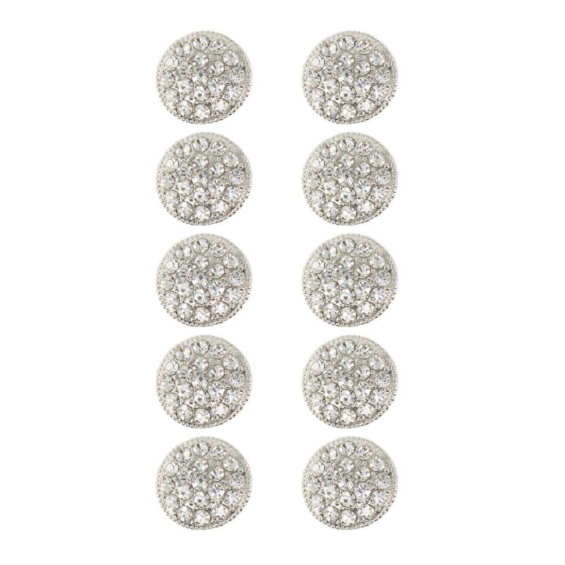 Jerler 10 Pcs Sliver Rhinestone Buttons Crystal Embellishments Sew on Clothing Buttons