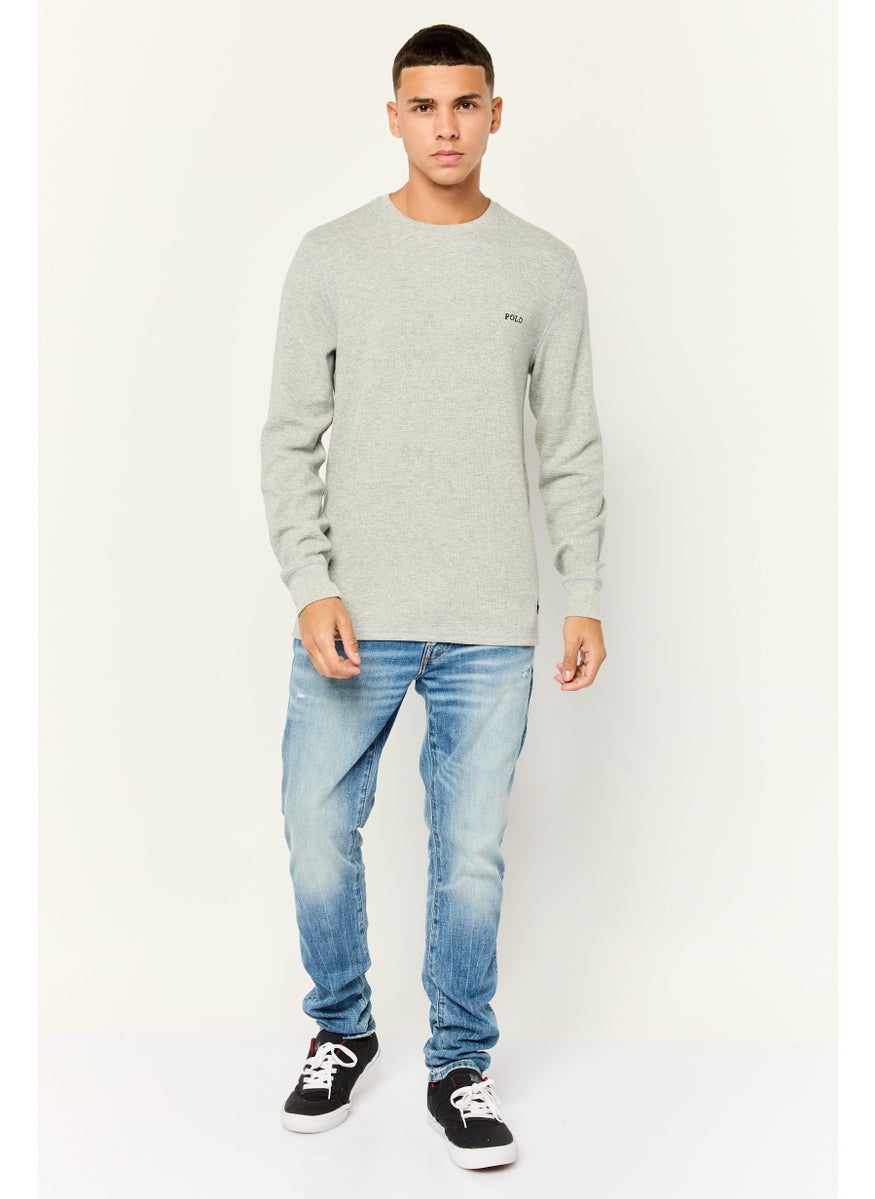 POLO RALPH LAUREN - Men Crew Neck Embroidered Logo Long Sleeves Sweatshirt, Light Grey - Image 1