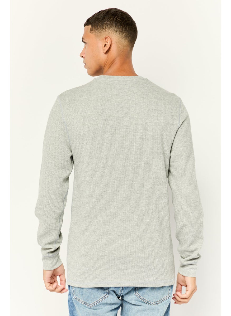 POLO RALPH LAUREN - Men Crew Neck Embroidered Logo Long Sleeves Sweatshirt, Light Grey - Image 1