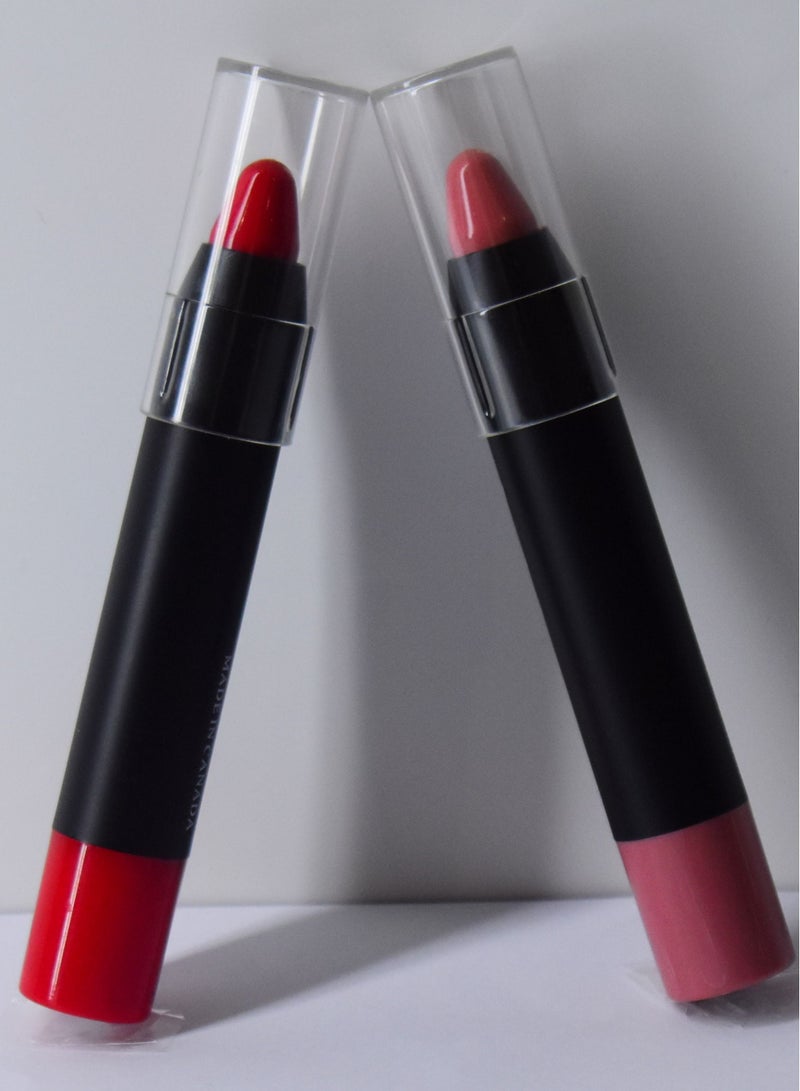 أحمر شفاه وردي كريم رقم 12 وأحمر رقم 10