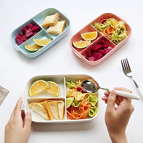 Sizikato 2pcs Rectangular Ceramic Divided Plate Dinner Plate Luncheon Plate Fruit Salad Plate. 9 Inches - Image 3