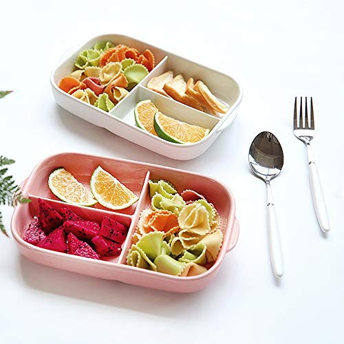 Sizikato 2pcs Rectangular Ceramic Divided Plate Dinner Plate Luncheon Plate Fruit Salad Plate. 9 Inches - Image 4