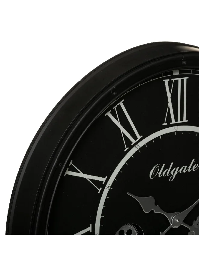 atmosphera Loann Round Analog Wall Clock with Visible Moving Gears Black and Silver 76.5 cm 179408