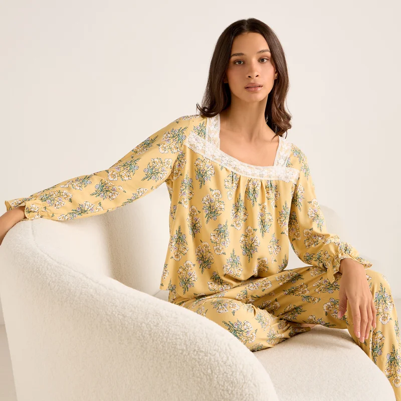 سبلاش فيڤ Floral Print Long Sleeves Top and Pyjama Set
