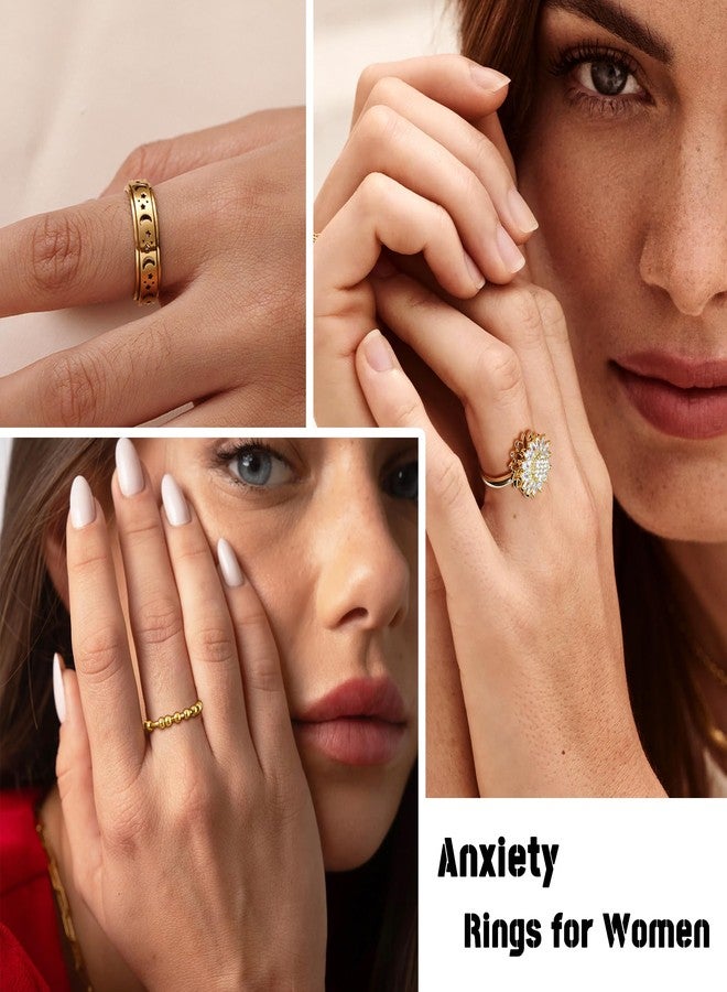 FEYIR 8 Pcs Fidget Rings for Women Anxiety Spinner Stainless Steel CZ Band Ring Spinning Rings Set for Anxiety - Image 4