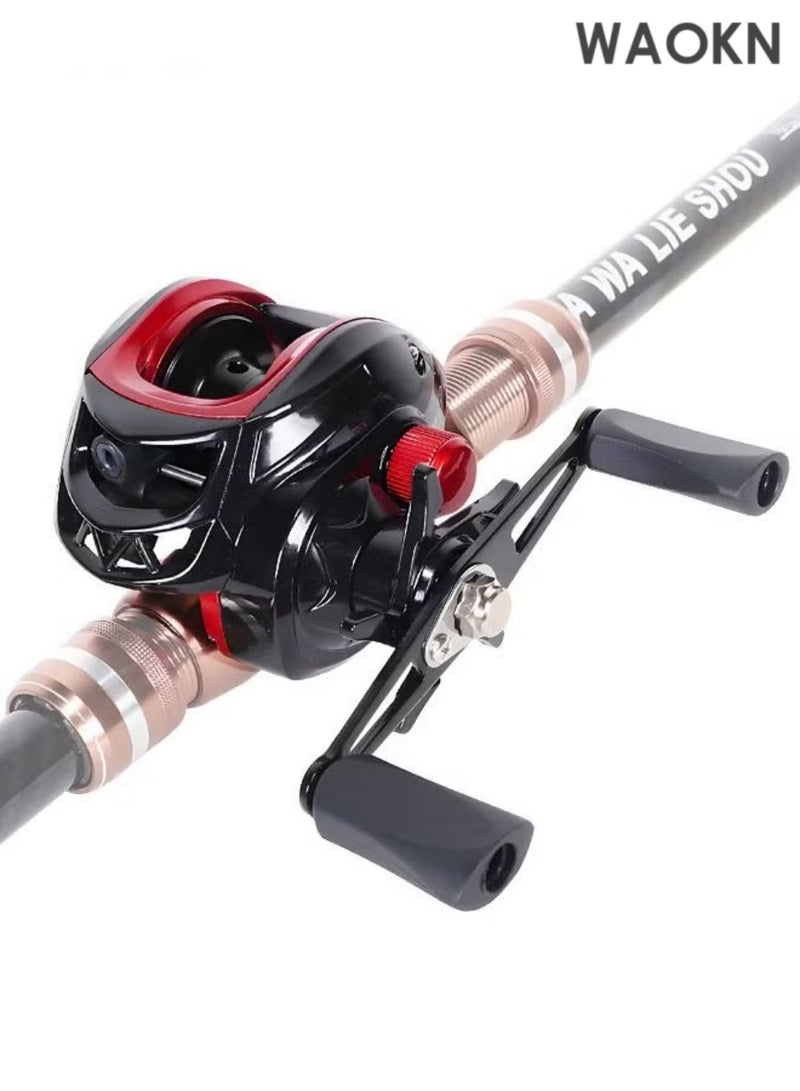 WAOKN Baitcasting Reels, New Compact Design Baitcaster Fishing Reel, 17.64LB Carbon Fiber Drag, Full Metal Spinning Wheel Cross-Fire 8 Magnet Braking System, Fishing Wheel Available in 7.2:1 - Image 1
