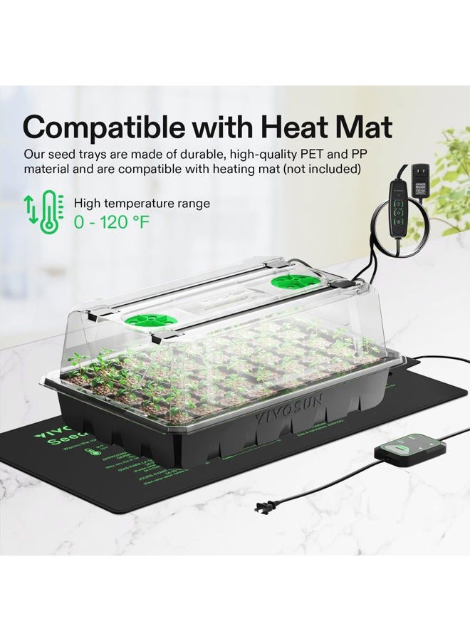 VIVOSUN Seed Starter Trays with Clear Humidity Dome, Adjustable Vents, Drainage Hole, 3.6" Higher Cover, 2 LED Light Bars Set for Planting Seeds, 1 Pack of 40 Cells, Total 6 Packs of 240 Cells - Image 2