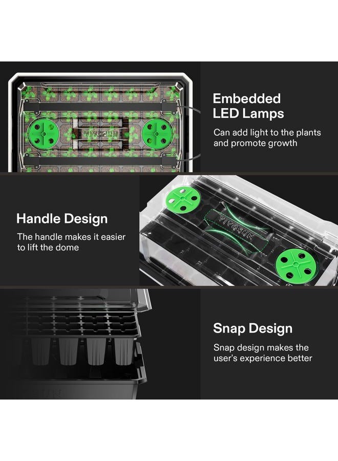 VIVOSUN Seed Starter Trays with Clear Humidity Dome, Adjustable Vents, Drainage Hole, 3.6" Higher Cover, 2 LED Light Bars Set for Planting Seeds, 1 Pack of 40 Cells, Total 6 Packs of 240 Cells - Image 4