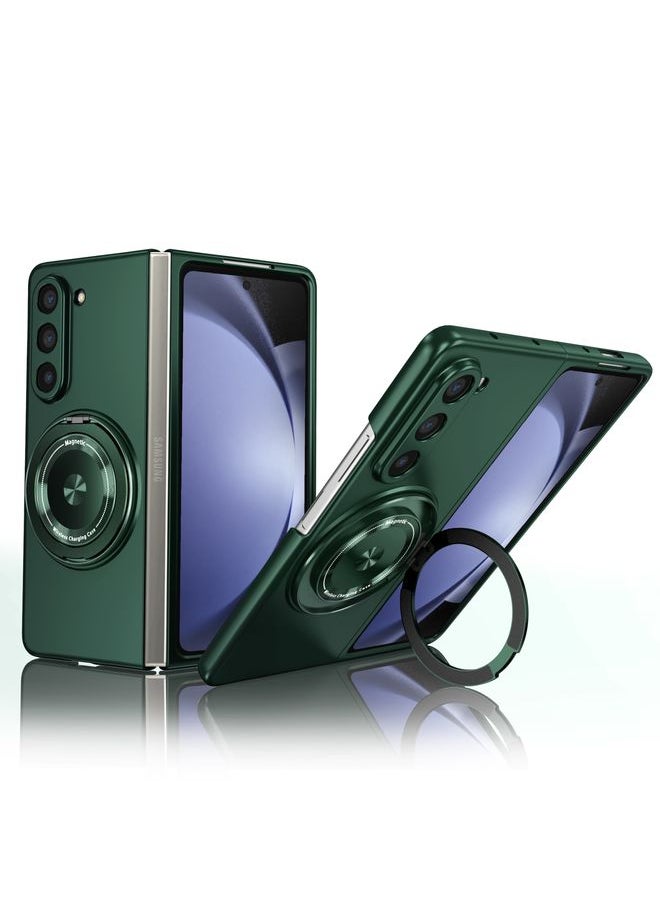 HuHa Case Cover For Samsung Galaxy Z Fold3 5G 360 Degree Rotating Holder MagSafe PC Full Coverage Shockproof Phone Case Green 