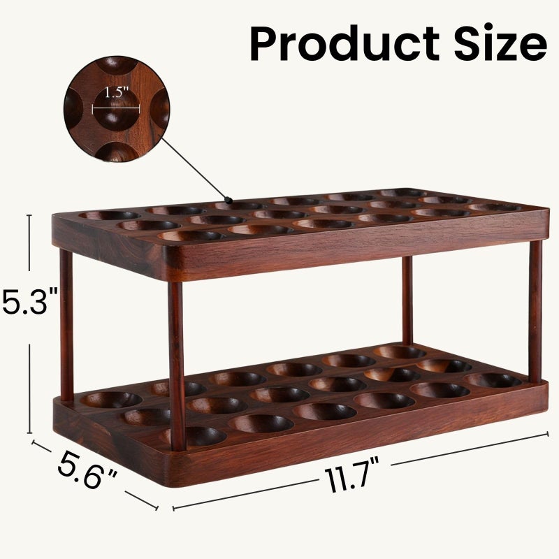 YOUEON Acacia Wooden Egg Holder with Double Layers, Detachable Wooden Egg Tray Holds 36 Fresh Eggs, Countertop Storage Rack for Gathering Fresh & Easter Eggs, Rustic Decor - Image 2