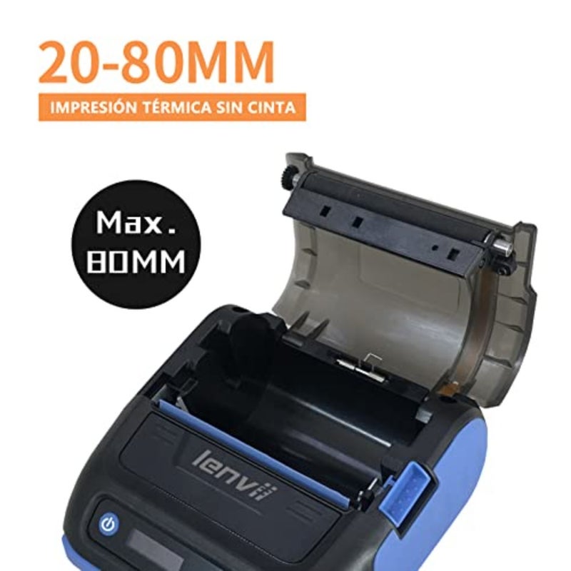 Portable Bluetooth thermal label printer for clothing, retail, mailing, warehouse: 3 inch 80mm,plastic body, black, fast wireless printing with iOS Android compatibility - Image 3