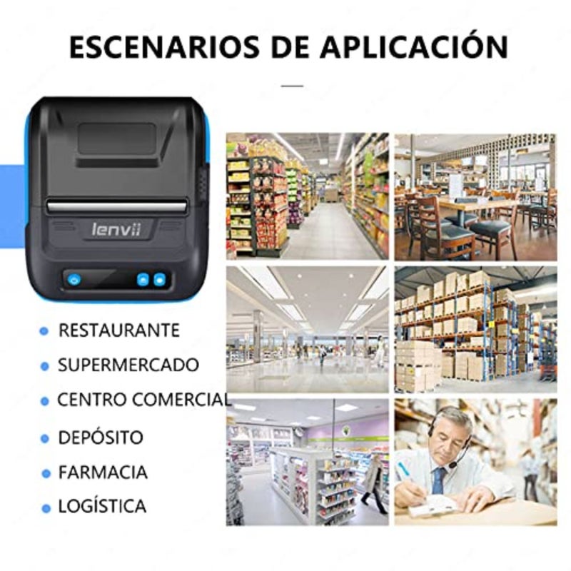 Portable Bluetooth thermal label printer for clothing, retail, mailing, warehouse: 3 inch 80mm,plastic body, black, fast wireless printing with iOS Android compatibility - Image 5