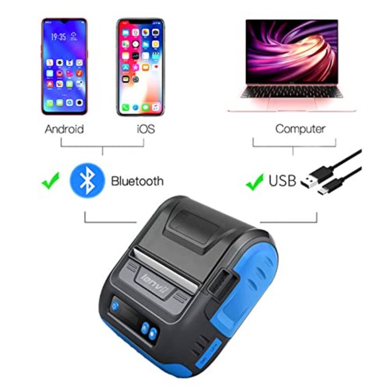 Portable Bluetooth thermal label printer for clothing, retail, mailing, warehouse: 3 inch 80mm,plastic body, black, fast wireless printing with iOS Android compatibility - Image 4