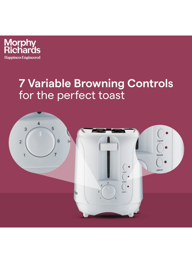 morphy richards Morphy Richards at 402 1450 Watts PopUp Toaster 4Slice Automatic Pop Up Toaster with Removable Crumb Tray 7Levels Browning Controls Bread Centring with Wide Bread Slots 2Yr Warranty White  - Image 3