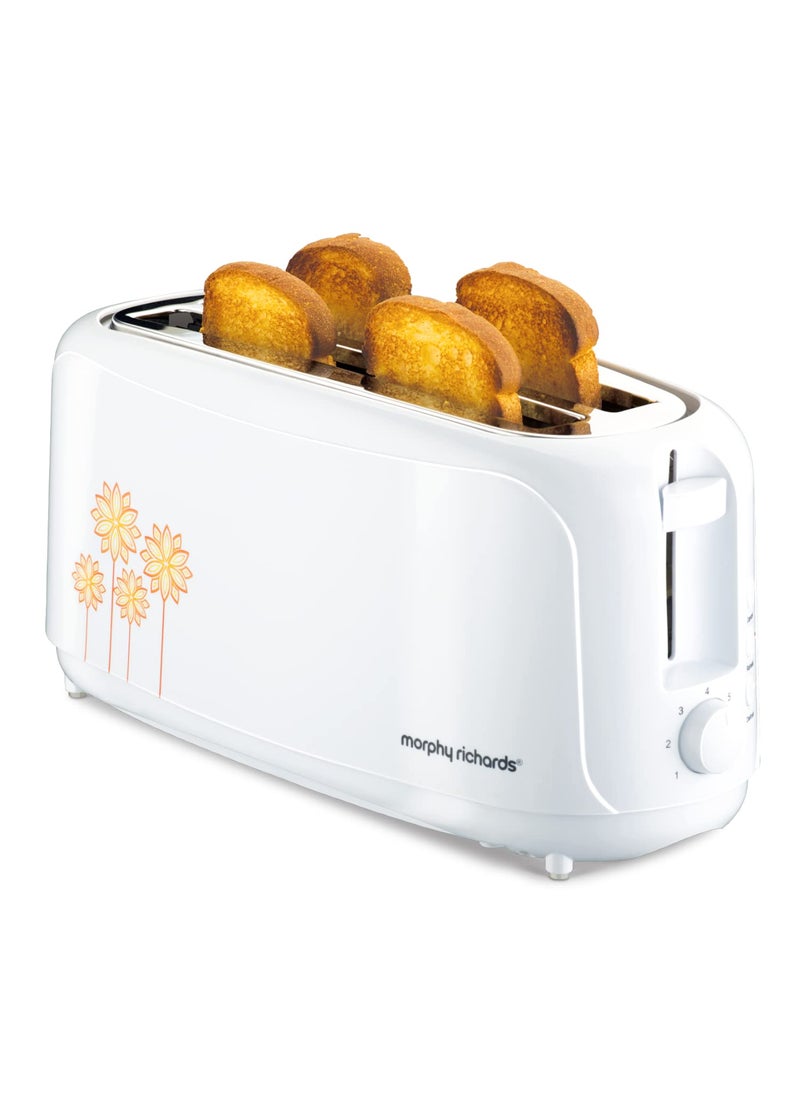 morphy richards Morphy Richards at 402 1450 Watts PopUp Toaster 4Slice Automatic Pop Up Toaster with Removable Crumb Tray 7Levels Browning Controls Bread Centring with Wide Bread Slots 2Yr Warranty White  - Image 1