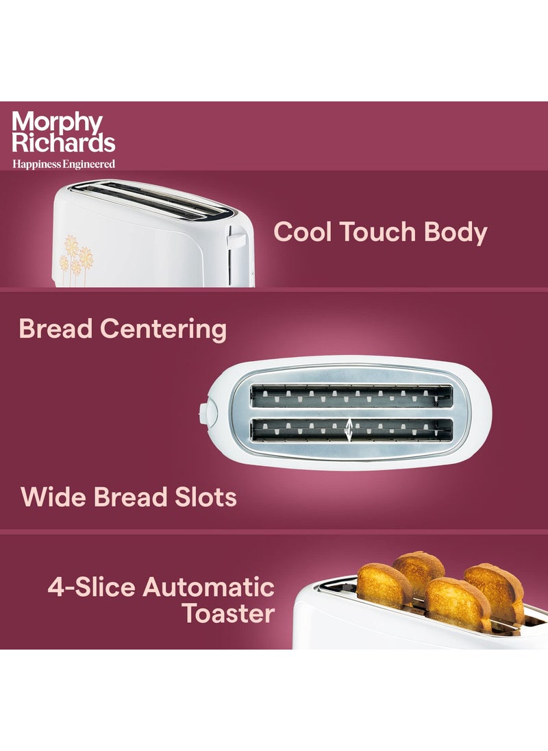 morphy richards Morphy Richards at 402 1450 Watts PopUp Toaster 4Slice Automatic Pop Up Toaster with Removable Crumb Tray 7Levels Browning Controls Bread Centring with Wide Bread Slots 2Yr Warranty White  - Image 4