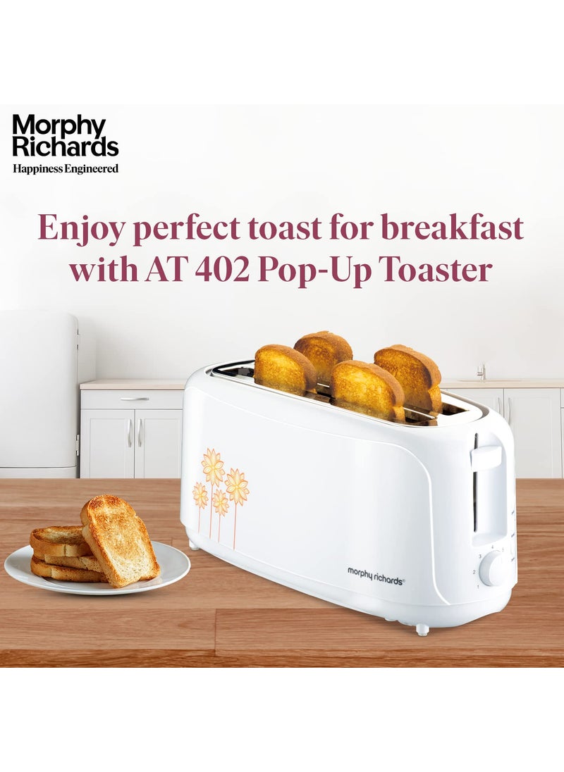 morphy richards Morphy Richards at 402 1450 Watts PopUp Toaster 4Slice Automatic Pop Up Toaster with Removable Crumb Tray 7Levels Browning Controls Bread Centring with Wide Bread Slots 2Yr Warranty White  - Image 2
