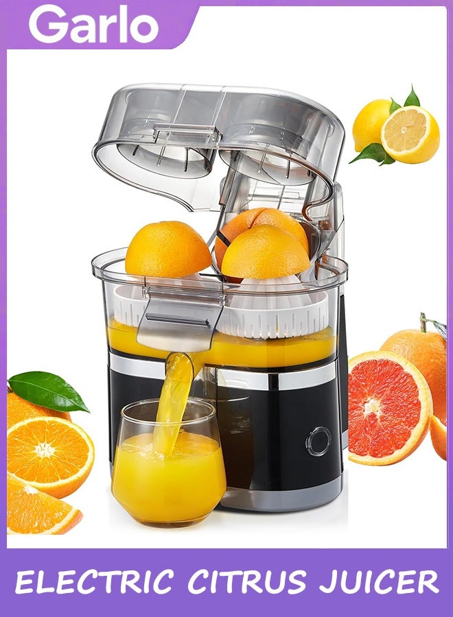 جارلو عصيرة الحمضيات الكهربائية، آلية مزدوجة البرتقال والليمون الضغط مع مدمجة في الحمضيات شريحة، سهلة التنظيف، 2 في 1 عصيرة الفواكه الكهربائية مع فرشاة تنظيف للليمون، البرتقال، الجريب فروت - Image 1