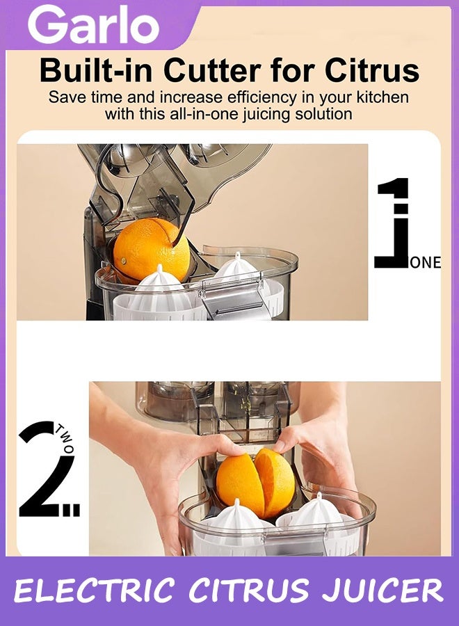 جارلو عصيرة الحمضيات الكهربائية، آلية مزدوجة البرتقال والليمون الضغط مع مدمجة في الحمضيات شريحة، سهلة التنظيف، 2 في 1 عصيرة الفواكه الكهربائية مع فرشاة تنظيف للليمون، البرتقال، الجريب فروت - Image 4