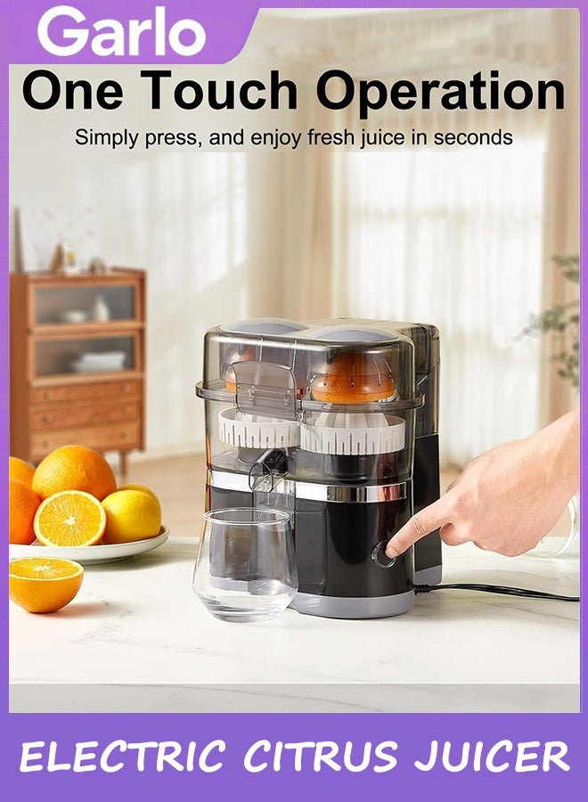 جارلو عصيرة الحمضيات الكهربائية، آلية مزدوجة البرتقال والليمون الضغط مع مدمجة في الحمضيات شريحة، سهلة التنظيف، 2 في 1 عصيرة الفواكه الكهربائية مع فرشاة تنظيف للليمون، البرتقال، الجريب فروت - Image 3
