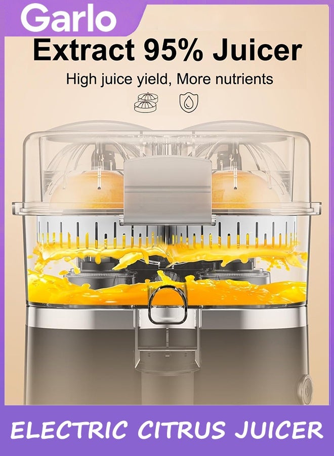 جارلو عصيرة الحمضيات الكهربائية، آلية مزدوجة البرتقال والليمون الضغط مع مدمجة في الحمضيات شريحة، سهلة التنظيف، 2 في 1 عصيرة الفواكه الكهربائية مع فرشاة تنظيف للليمون، البرتقال، الجريب فروت - Image 2