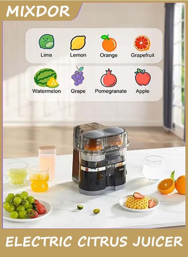 MIXDOR Electric Citrus Juicer, Automatic Dual Orange and Lemon Squeezer with Built-In Citrus Slicer, Easy to Clean, 2 in 1 Electric Fruits Juicer with Cleaning Brush for Lemon, Orange, Grapefruit - Image 4