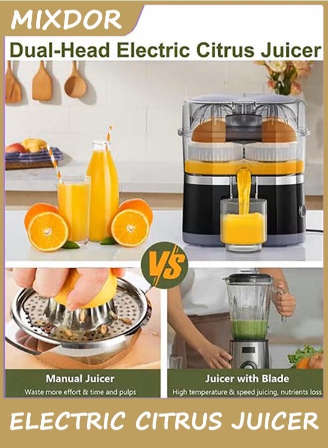 MIXDOR Electric Citrus Juicer, Automatic Dual Orange and Lemon Squeezer with Built-In Citrus Slicer, Easy to Clean, 2 in 1 Electric Fruits Juicer with Cleaning Brush for Lemon, Orange, Grapefruit - Image 2