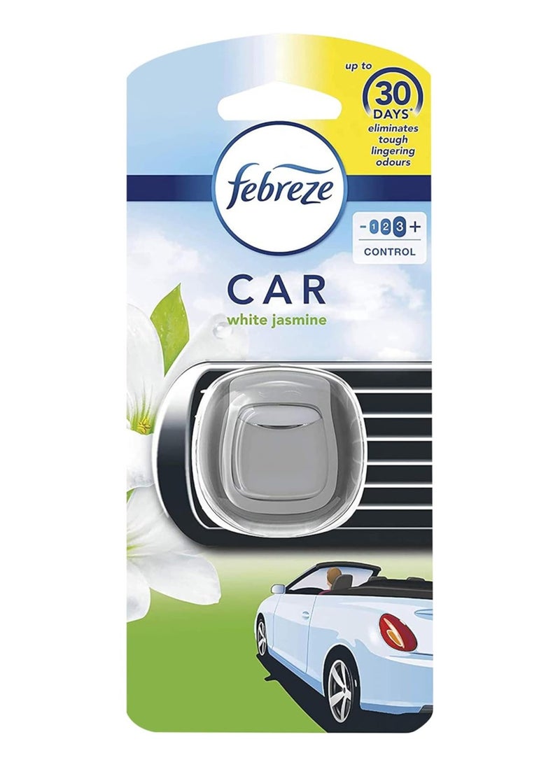 febreze Febreze Car Vent Clip Air Freshener, Odour Eliminator, White Jasmine  - Image 1
