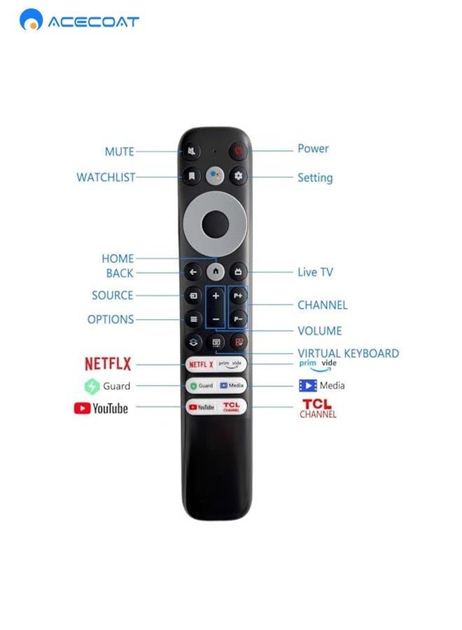 ACECOAT Replacement Universal Remote Control For TCL Mini-LED QLED 4K UHD Smart TV 75R646 65R646 55R646 75S546 65S546 55S546 50S546 43S446 50S446 55S446 65S446 75S446 85S446(No Voice Control) - Image 2
