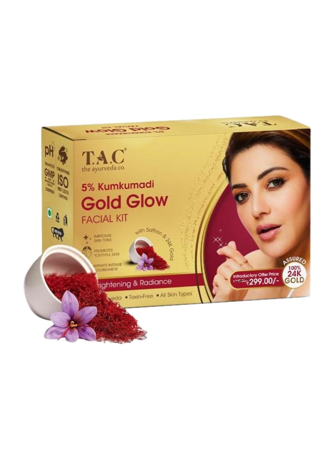 TAC - The Ayurveda Co. - Kumkumadi Gold Glow Facial Kit - Complete Face Care with Cleansing Milk, Face Scrub, Oil, Moisturizer, and Ayurvedic Mask for Women & Men - Natural Skin Glow - Image 1