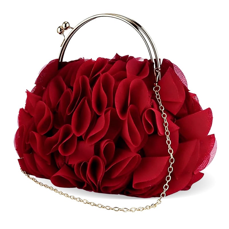 JAMBHALA Flower Handbag Clutch Evening Bag Floral Purses with Chain for Women - Image 1