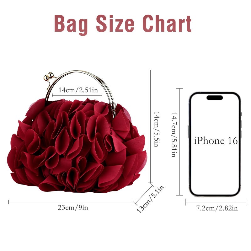 JAMBHALA Flower Handbag Clutch Evening Bag Floral Purses with Chain for Women - Image 3