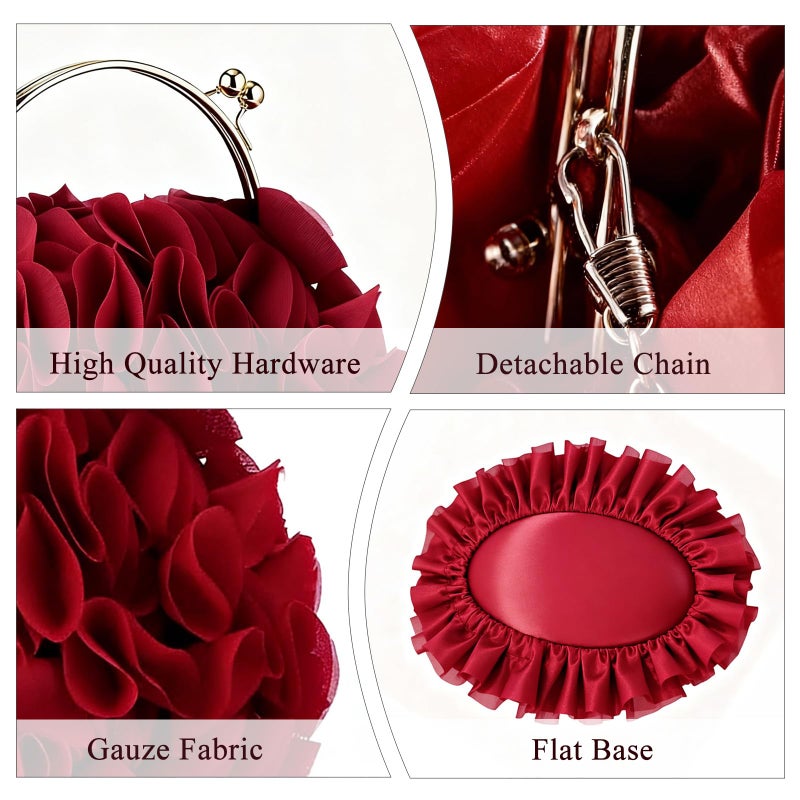 JAMBHALA Flower Handbag Clutch Evening Bag Floral Purses with Chain for Women - Image 4