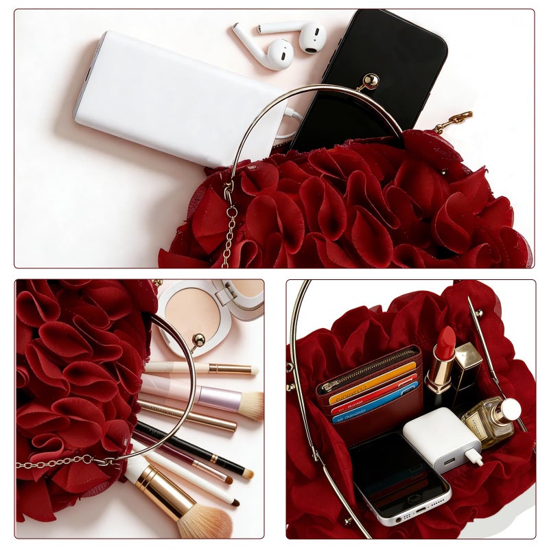 JAMBHALA Flower Handbag Clutch Evening Bag Floral Purses with Chain for Women - Image 5