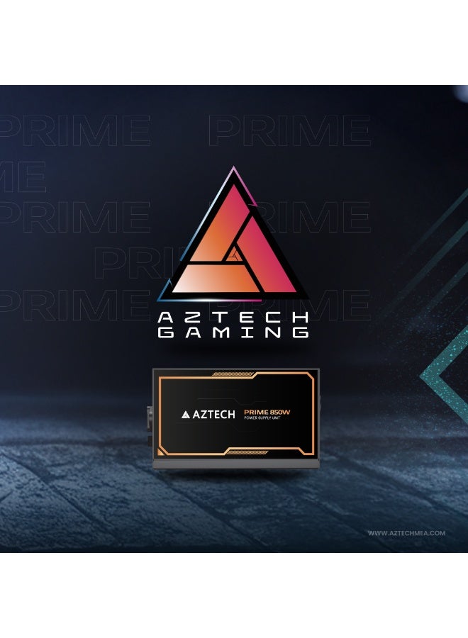 أزتك مزود طاقة ALPHA بقدرة 850 واط 80 بلس جولد تصميم معياري بالكامل جاهز ATX 3.1 وPCIe 5.1 مروحة صامتة Zero RPM مكثفات يابانية 105° أداء عالٍ ومتوافق مع بطاقات RTX 40 للألعاب والحواسيب المكتبية - Image 4