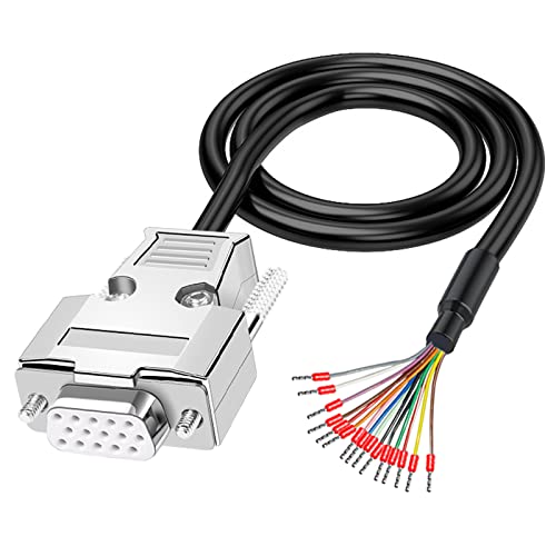 ANMBEST DB15 VGA Solderless Breakout Connector with 5Ft 24AWG Replacement Cable, Metal Shell 3+9 DB15 3Row Serial Plug to 15-Pin Port Terminal Female Adapter Connector Breakout Board - Image 1