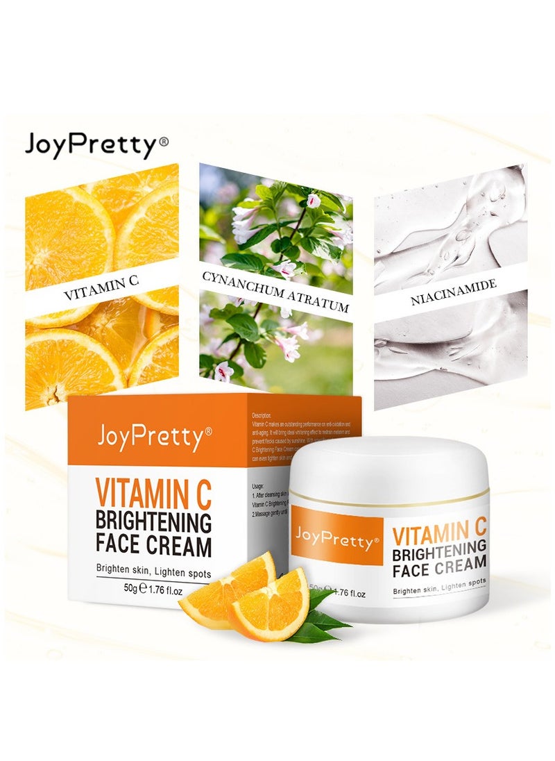 JoyPretty كريم فيتامين سي للوجه مرطب للوجه ومقلص للمسام كريم تفتيح لإشراقة شبابية كريم فيتامين سي للنساء يقلل التجاعيد كريم ترطيب الوجه 50 جرام  - Image 2