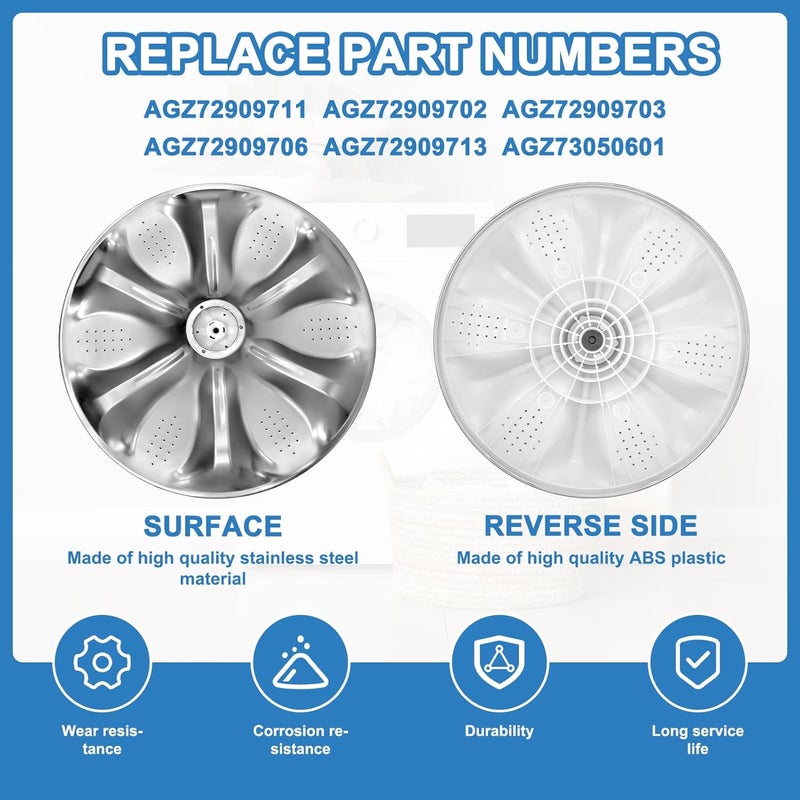 HNONPW AGZ72909711 Washplate Pulsator Assembly with 5006EA3009B Washer Pulsator Cap - Compatible with LG and Kenmore - Image 3
