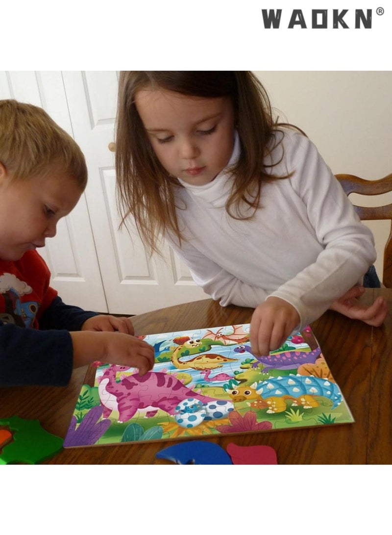 دبليو أيه أو كي أن 48 جهاز كمبيوتر شخصي للأطفال الديناصور شكل لغز غير منتظم ورقة لغز لعبة الأولاد البنات - Image 4