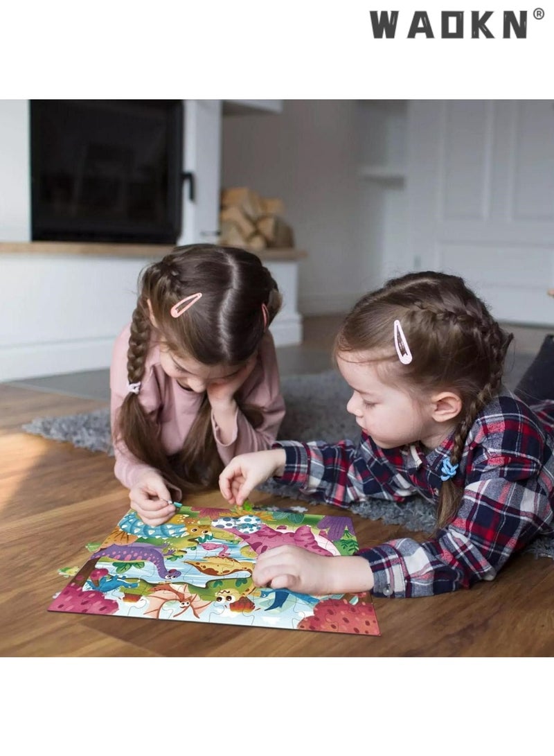 دبليو أيه أو كي أن 48 جهاز كمبيوتر شخصي للأطفال الديناصور شكل لغز غير منتظم ورقة لغز لعبة الأولاد البنات - Image 5