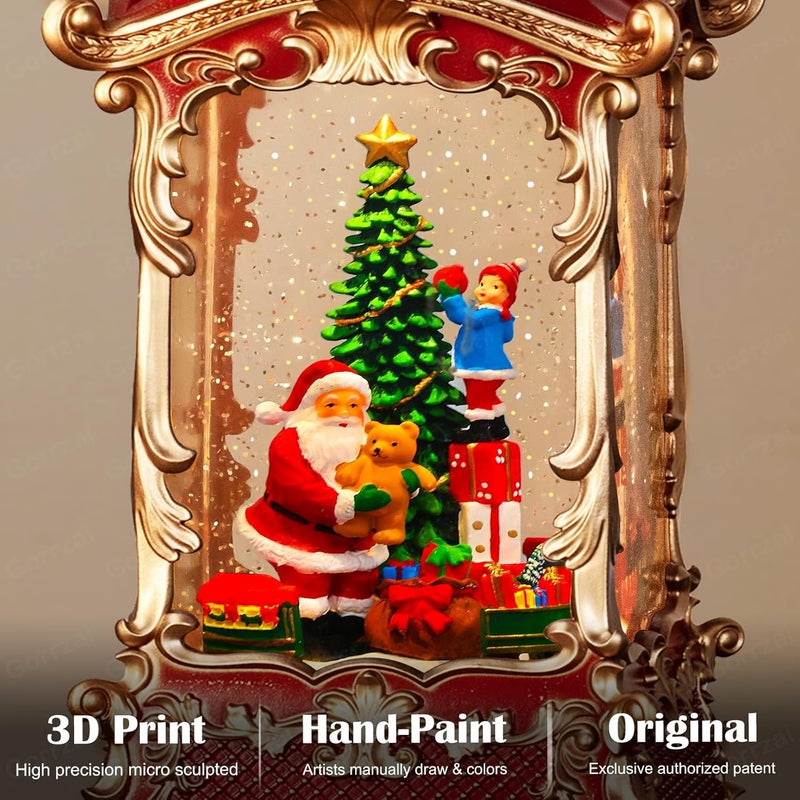 Gorrzai Santa Claus Snow Globe Lantern Christmas Snow Globes, Lighted Christmas Decorations Indoor with Music Timer Swirling Glitter, Rotating Train Snowglobe Gift, USB or Battery Operated 12.5 inch - Image 2