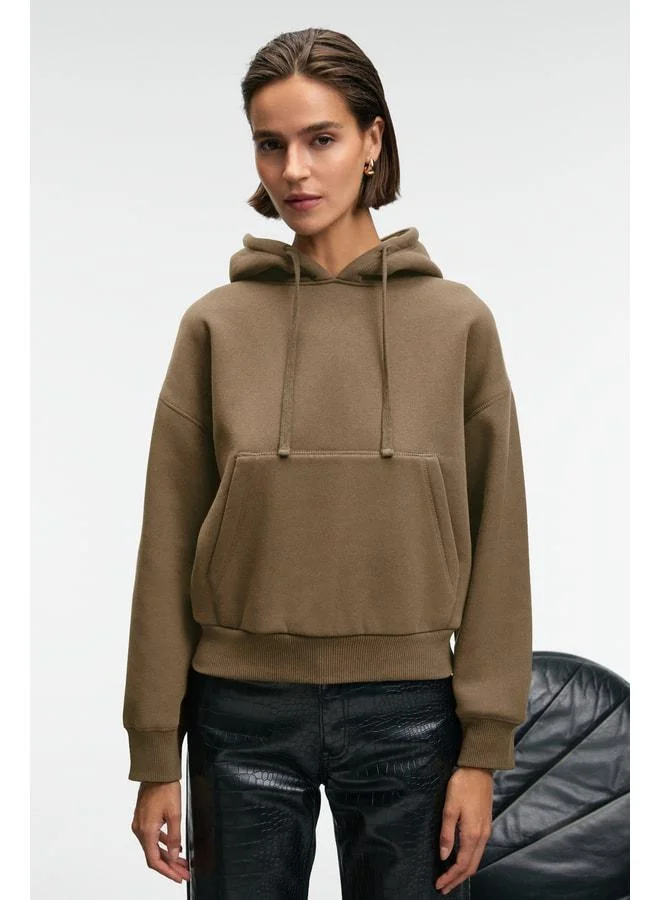 GRIMELANGE SELENE Women's Hooded Kangru Pocket Regular Fit Vizon Sweatshirt.