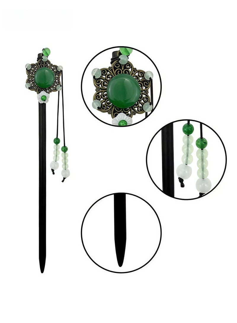 4 PACK Chinese Flower Hair Sticks Vintage Wooden Hair Pin Chinese Style Handmade Headpiece for Women Girls - Image 3