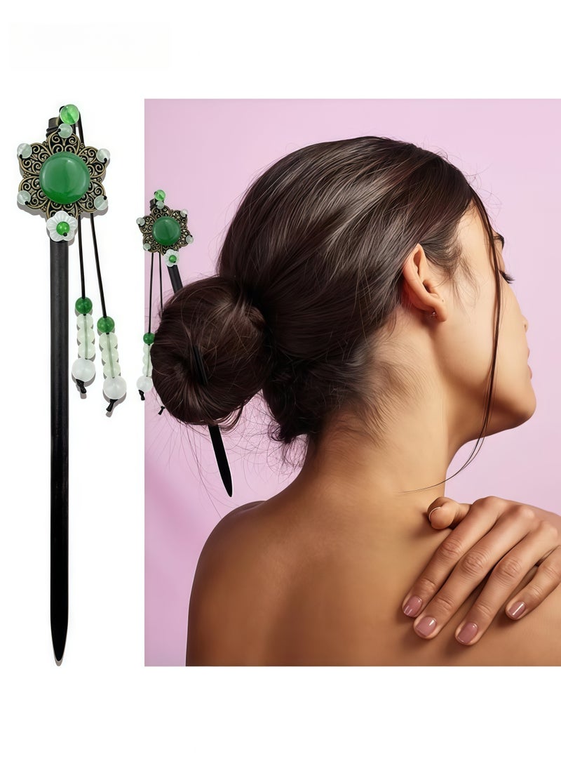 4 PACK Chinese Flower Hair Sticks Vintage Wooden Hair Pin Chinese Style Handmade Headpiece for Women Girls - Image 4