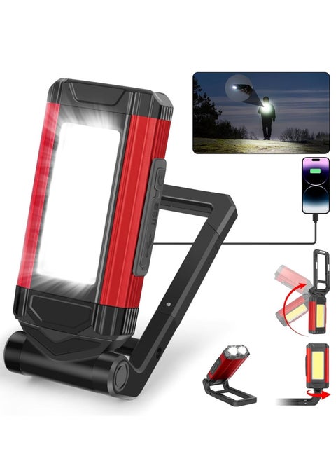 LED Camping Lantern Work Light Torch Workshop Lamp Work Light 360° Rotatable Base and 270° Fold-Out Hook with Magnet COB Torch for Car Workshop Emergency Use