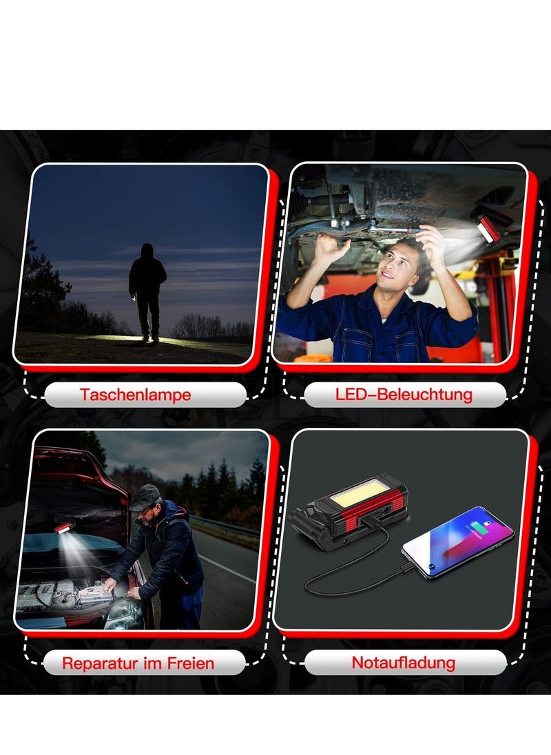 DMG TECH - LED Camping Lantern Work Light Torch Workshop Lamp Work Light 360° Rotatable Base and 270° Fold-Out Hook with Magnet COB Torch for Car Workshop Emergency Use - Image 1
