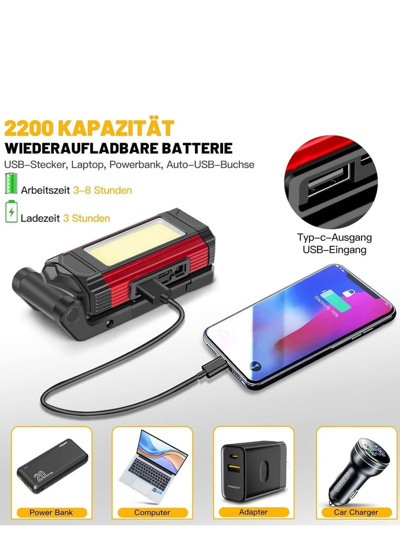 DMG TECH - LED Camping Lantern Work Light Torch Workshop Lamp Work Light 360° Rotatable Base and 270° Fold-Out Hook with Magnet COB Torch for Car Workshop Emergency Use - Image 1